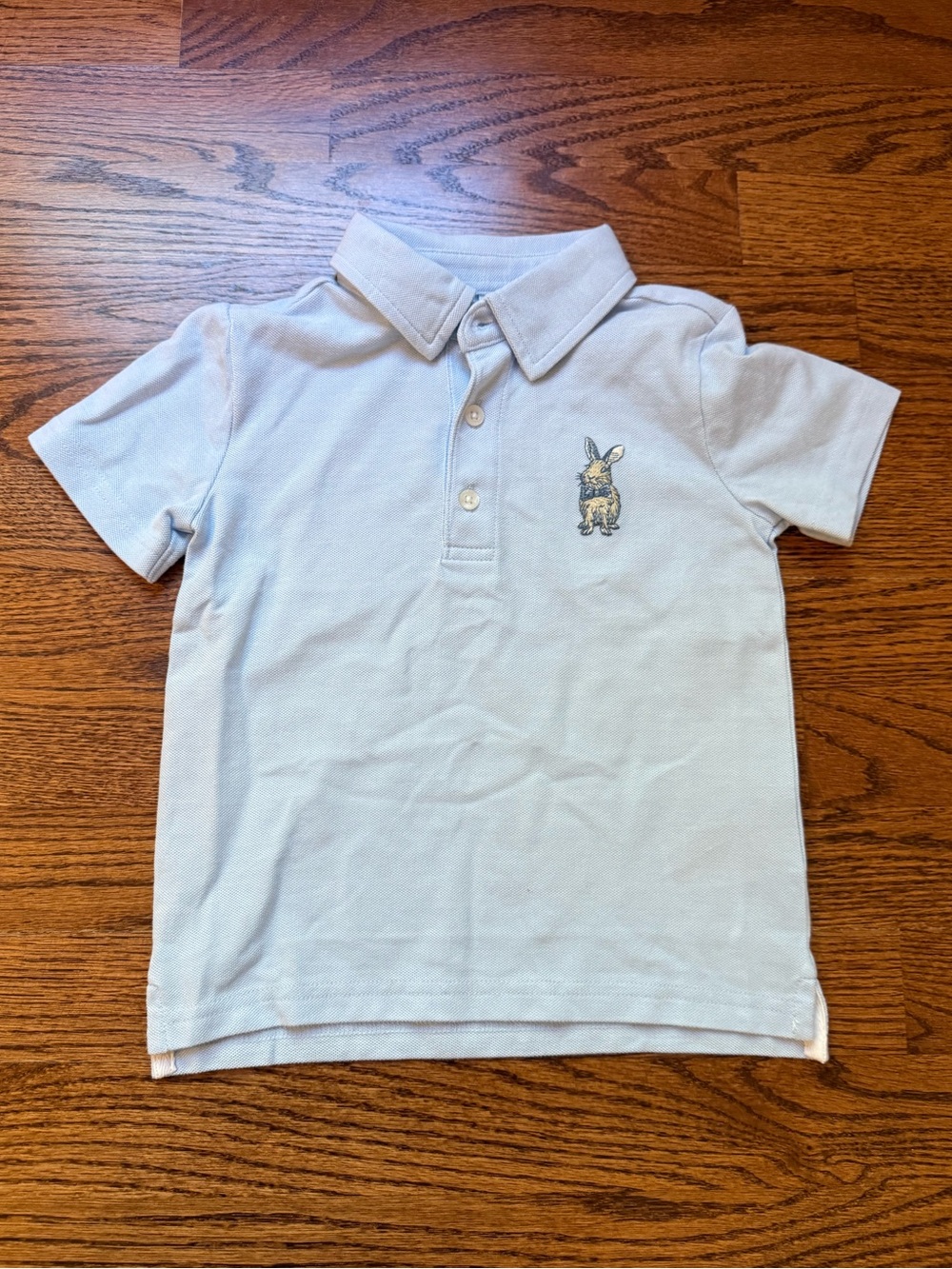 Janie and Jack Light Blue Pique Polo with Bunny Embroidery 2T